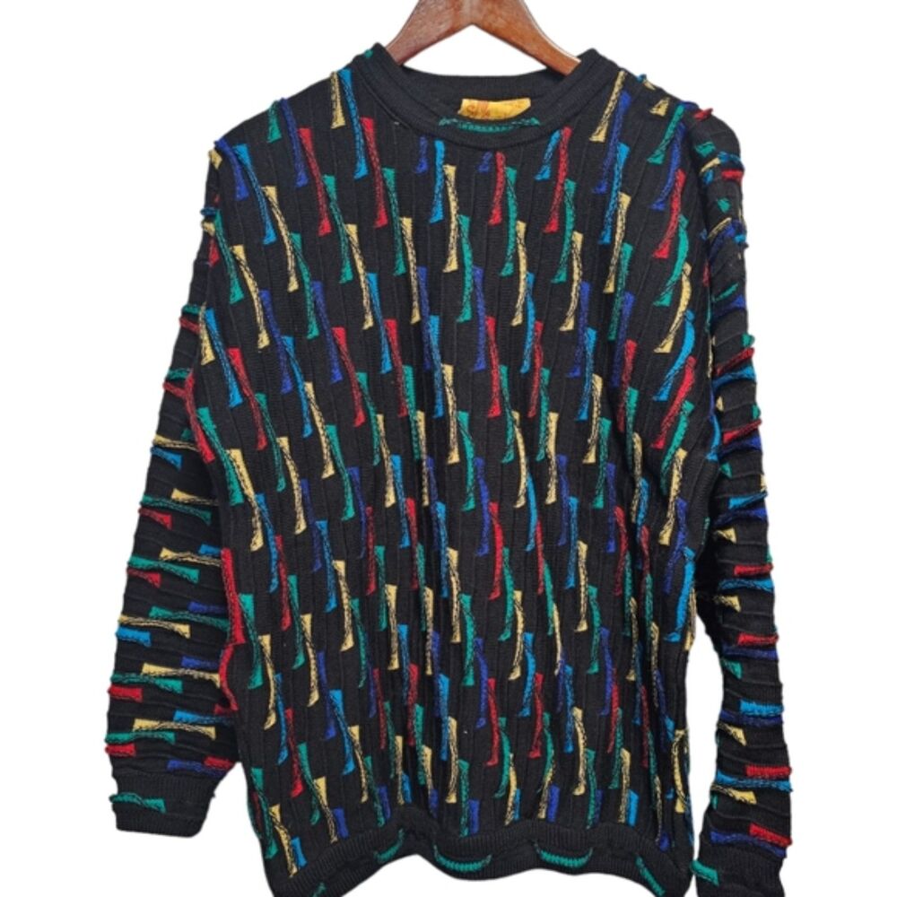 Mulga Classics 100% Wool Australian Made‎ XL Coogi Style Multicolor Sweater